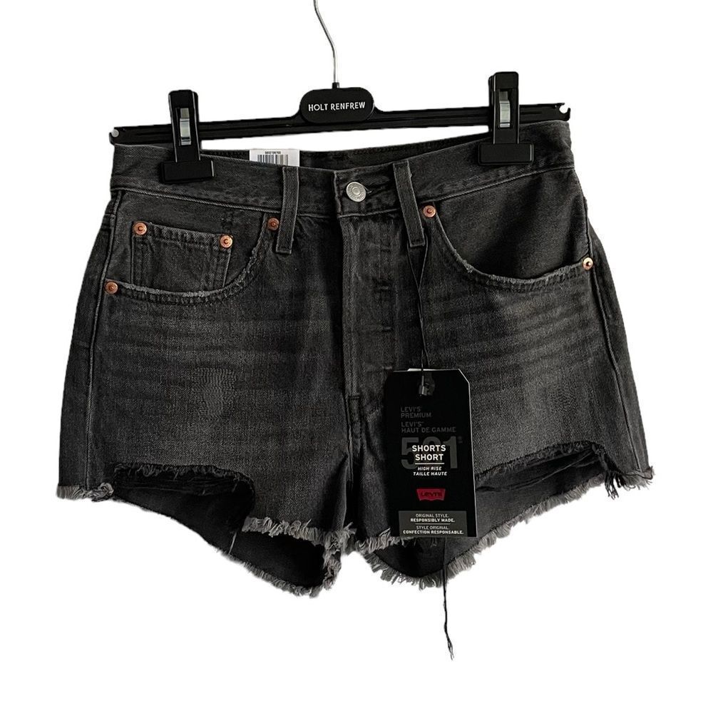 Levi's High-Rise Black Denim Cutoff Shorts